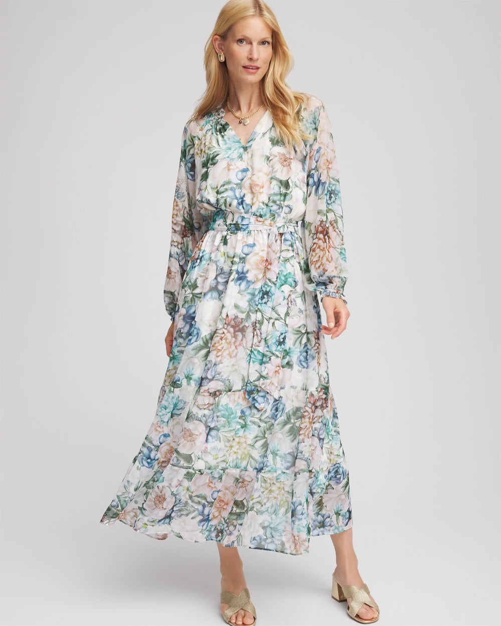Georgette Tie-Front Maxi Dress