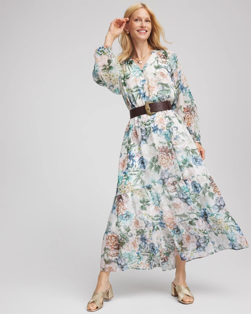 Georgette Tie-Front Maxi Dress