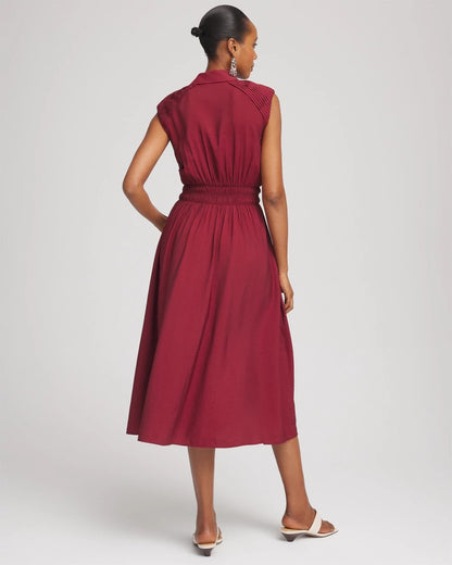 Smocked-Waist Shirtdress