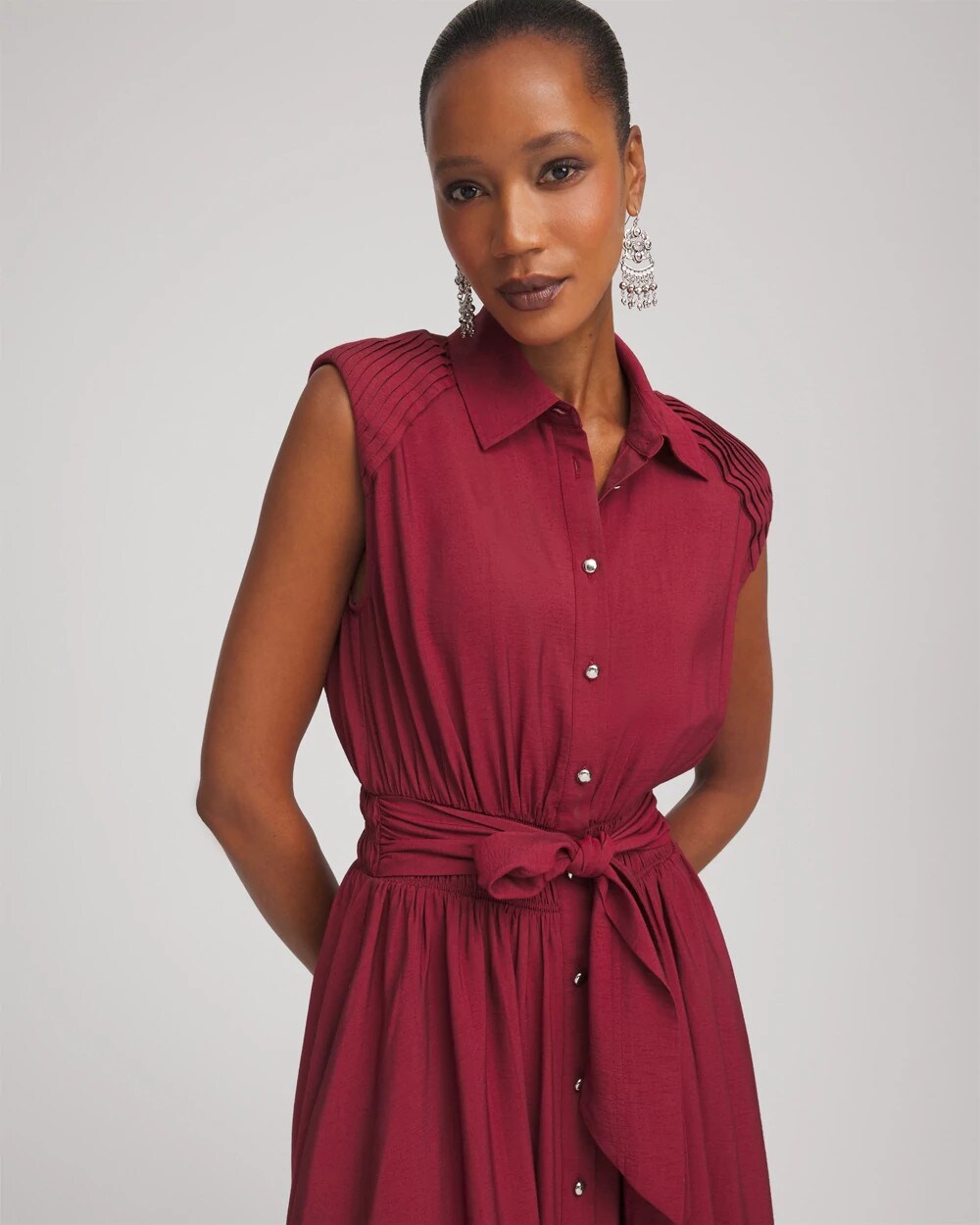 Smocked-Waist Shirtdress