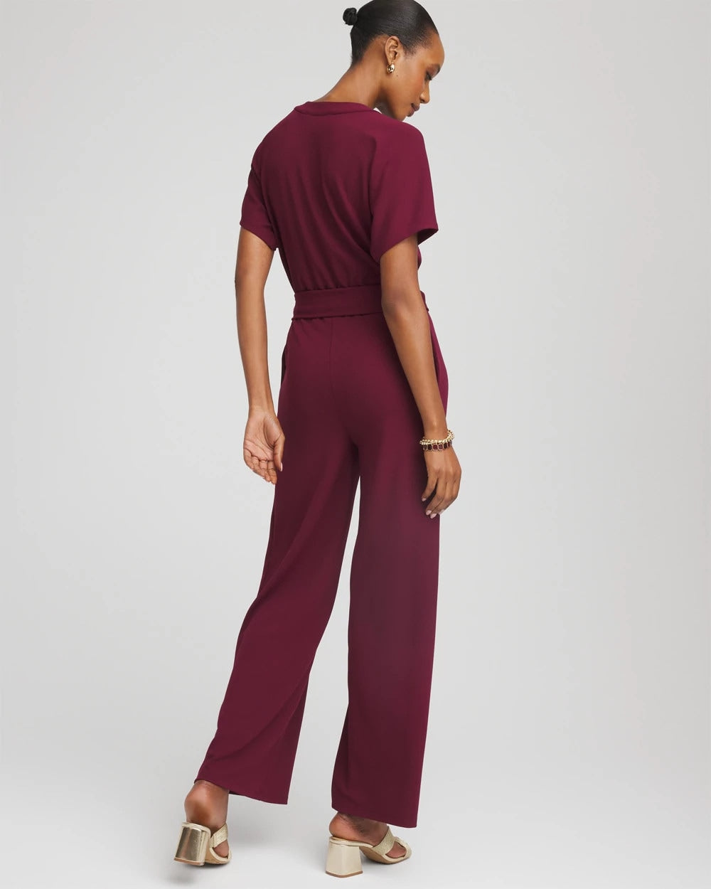 Belted Dolman-Sleeve Jumpsuit