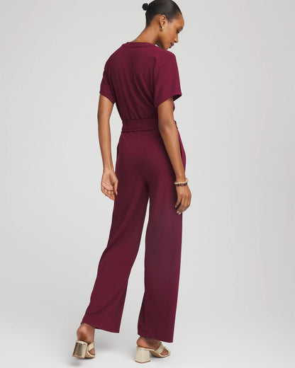 Belted Dolman-Sleeve Jumpsuit