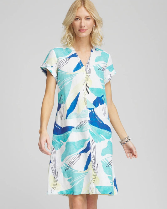 Cuff Sleeve Linen Dress