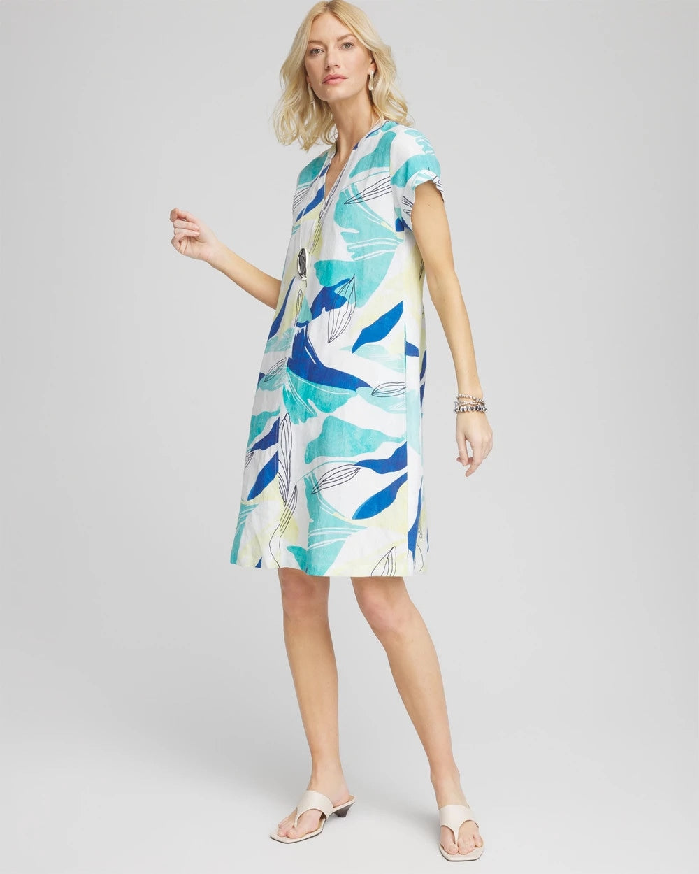 Cuff Sleeve Linen Dress