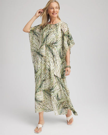 Crinkle-Chiffon Kaftan Dress