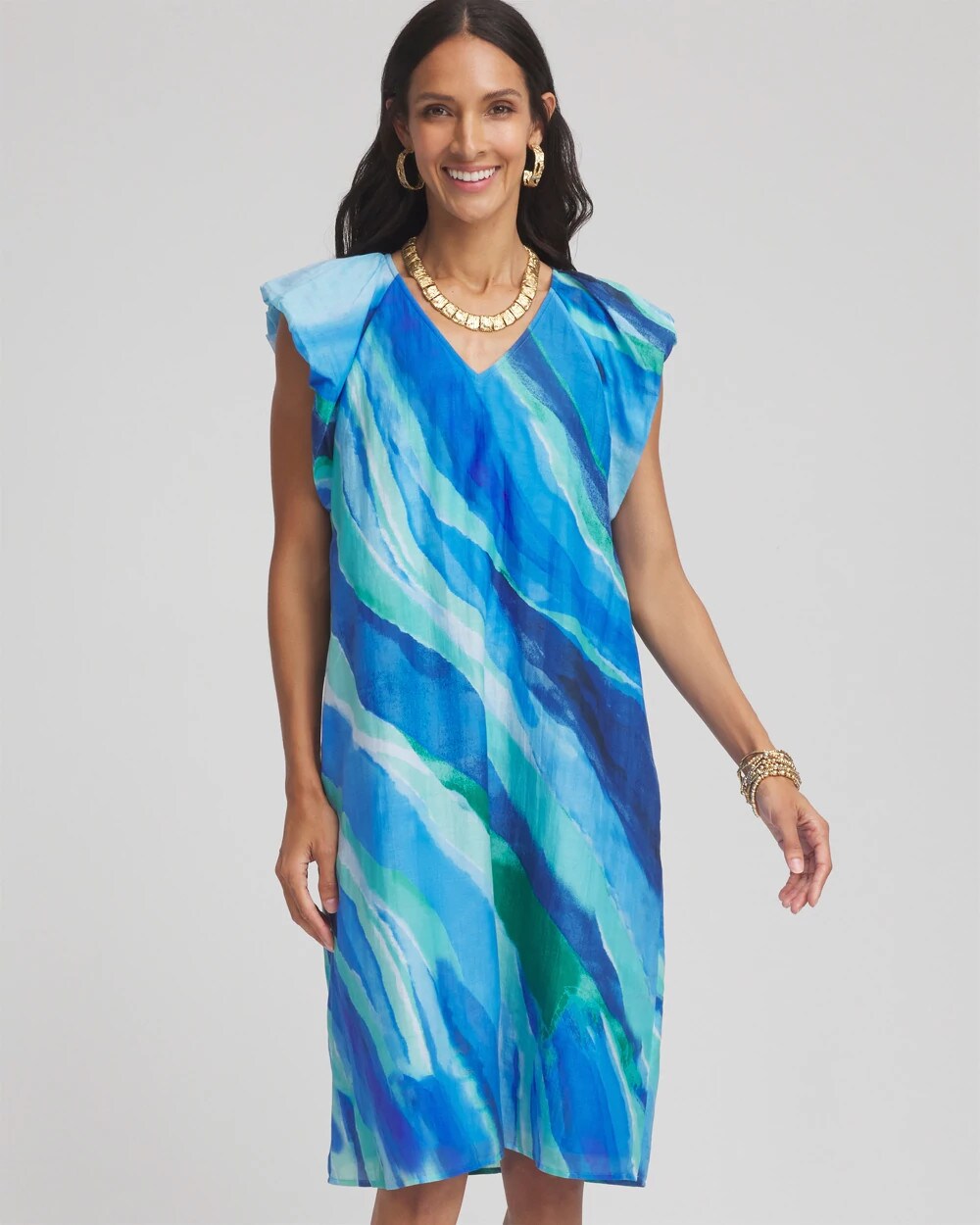 Cotton-Silk Voile Popover Dress