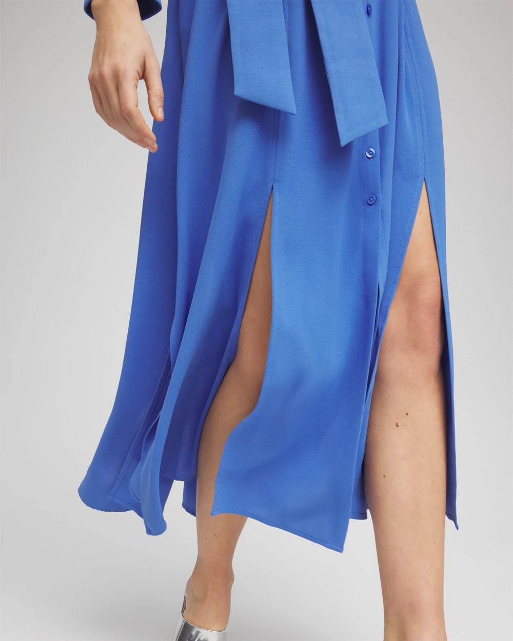 Belted Split Hem Maxi Shirtdress