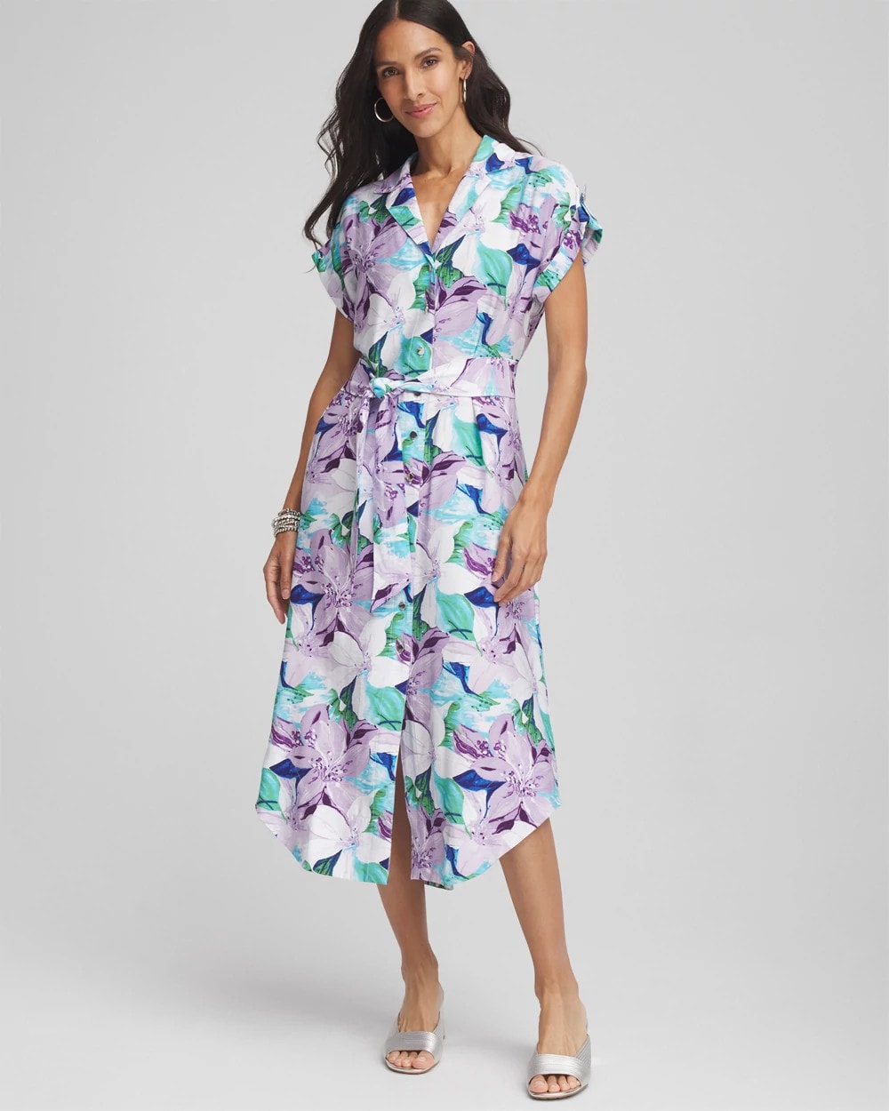 Hammered Rayon Midi Shirtdress