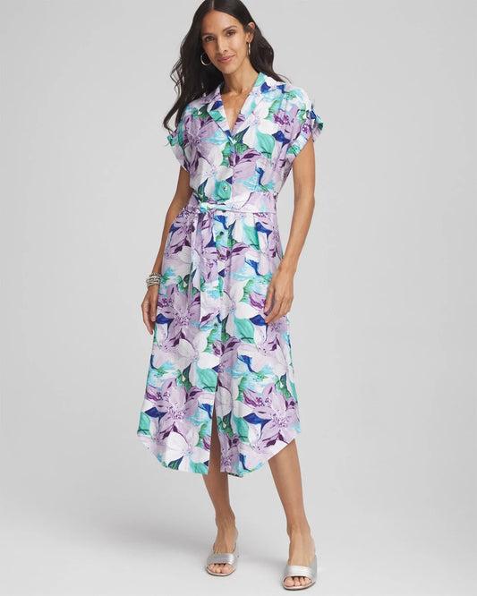 Hammered Rayon Midi Shirtdress