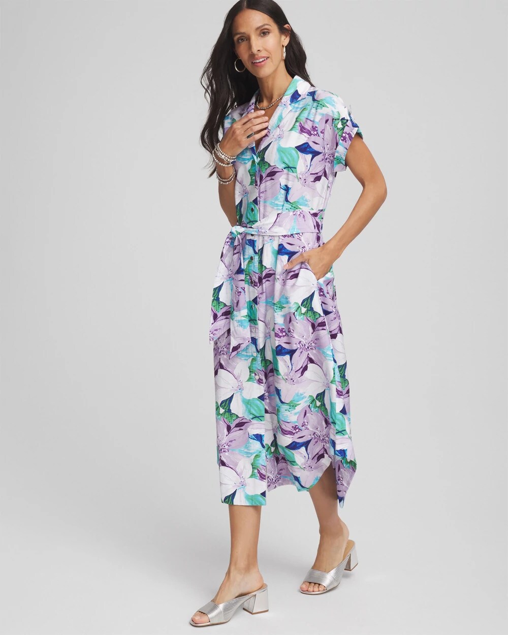 Hammered Rayon Midi Shirtdress