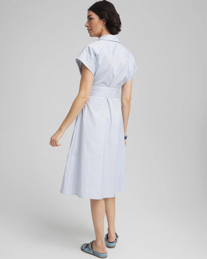 Striped Embroidered Poplin Midi Shirtdress
