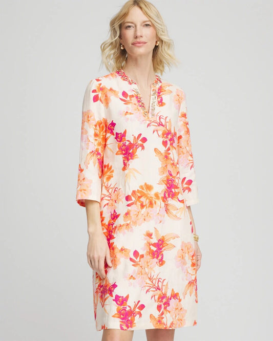 Embellished Linen Kurta Dress