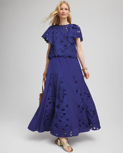 Godet Maxi Eyelet Skirt