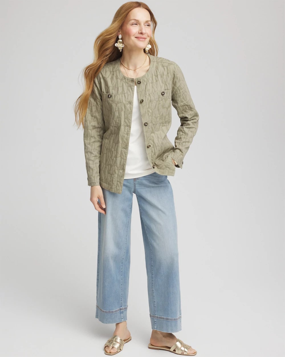 Jacquard Gauze Belted Field Jacket