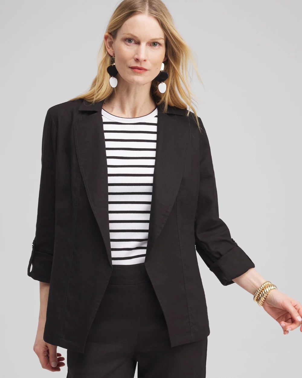 Linen Blend Stretch Blazer