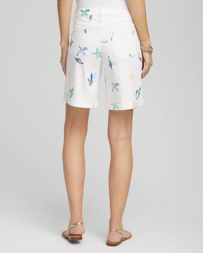 Girlfriend Cuffed Swing Denim Shorts