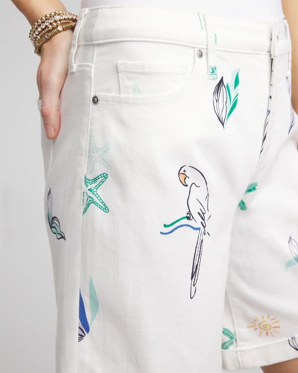 Girlfriend Cuffed Swing Denim Shorts