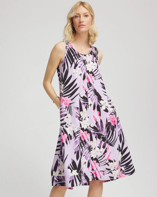 Zenergy® Floral Palms Lightweight Midi Dress