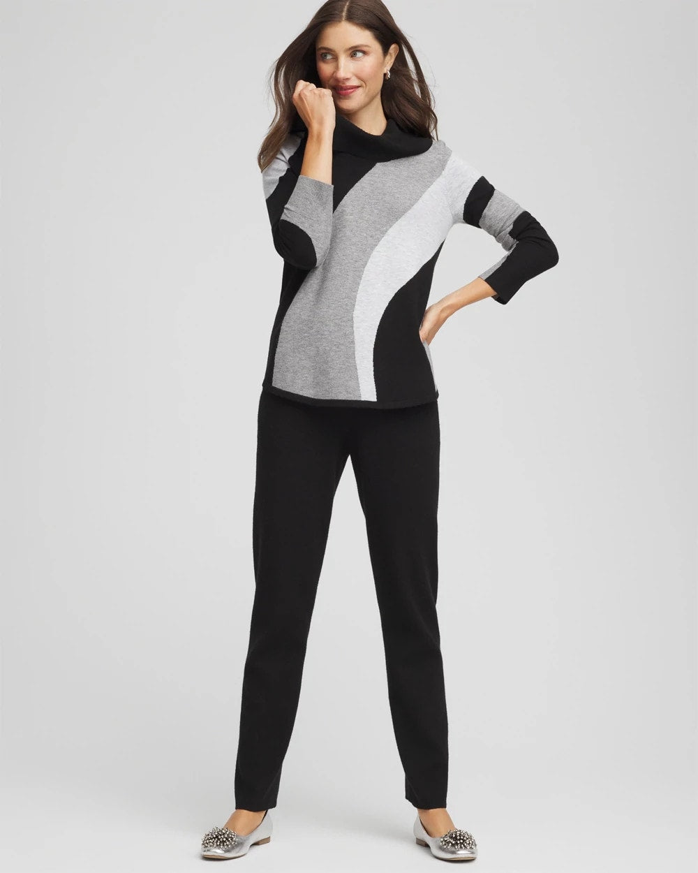 Zenergy® Luxe Intarsia Cowlneck Top