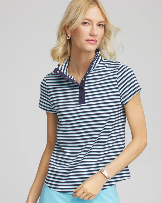 Zenergy® Striped UPF Mockneck Short-Sleeve Top