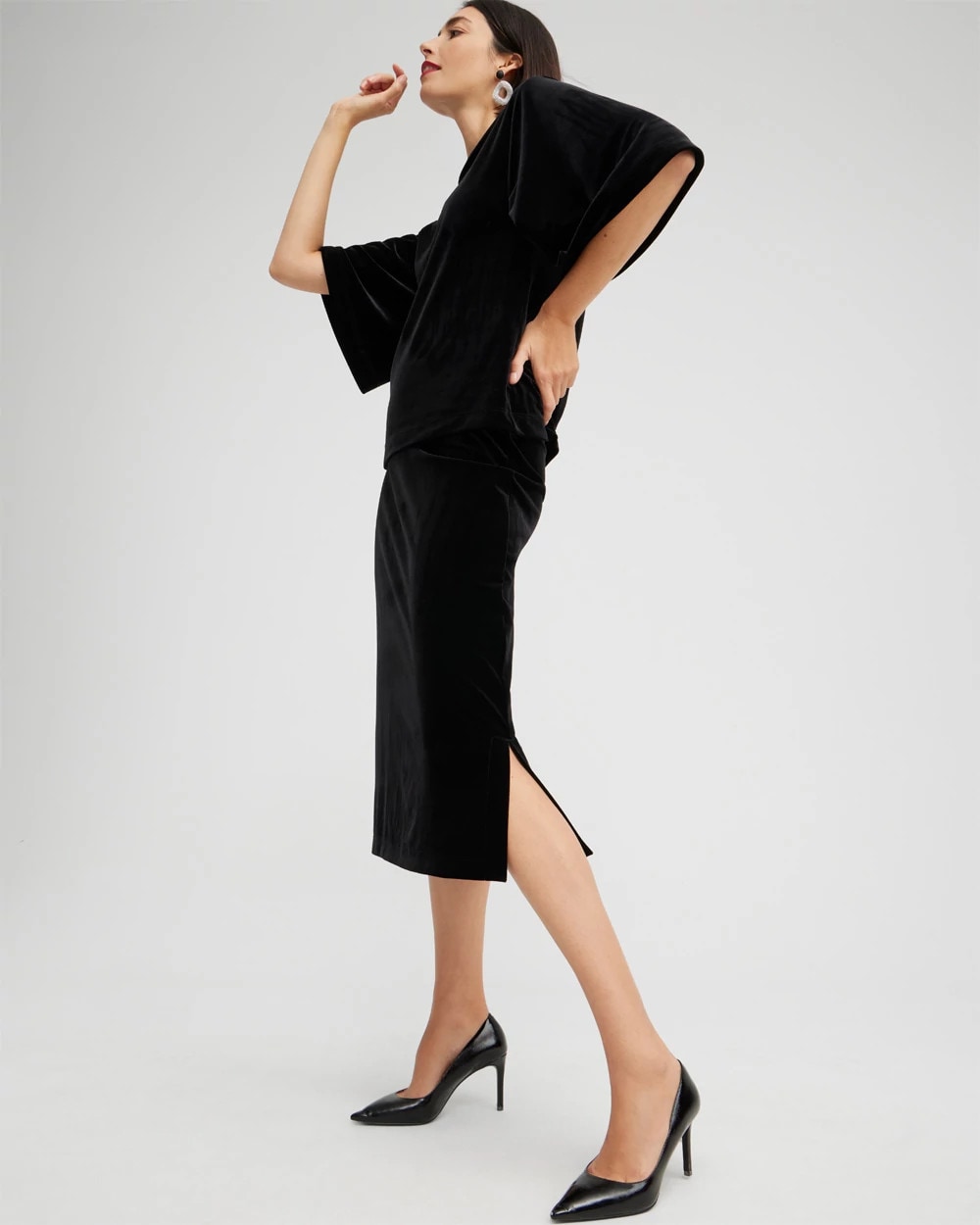 Travelers™ Velvet Midi Skirt