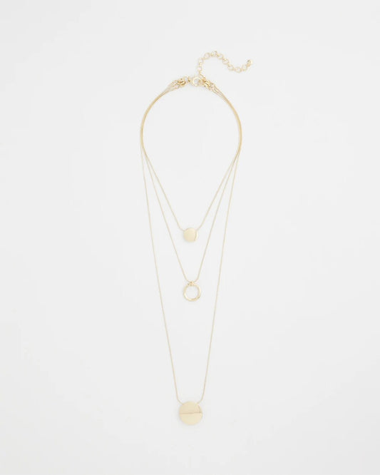 Gold Triple Pendant Necklace