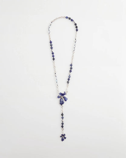 Blue Flower Long Y-Necklace