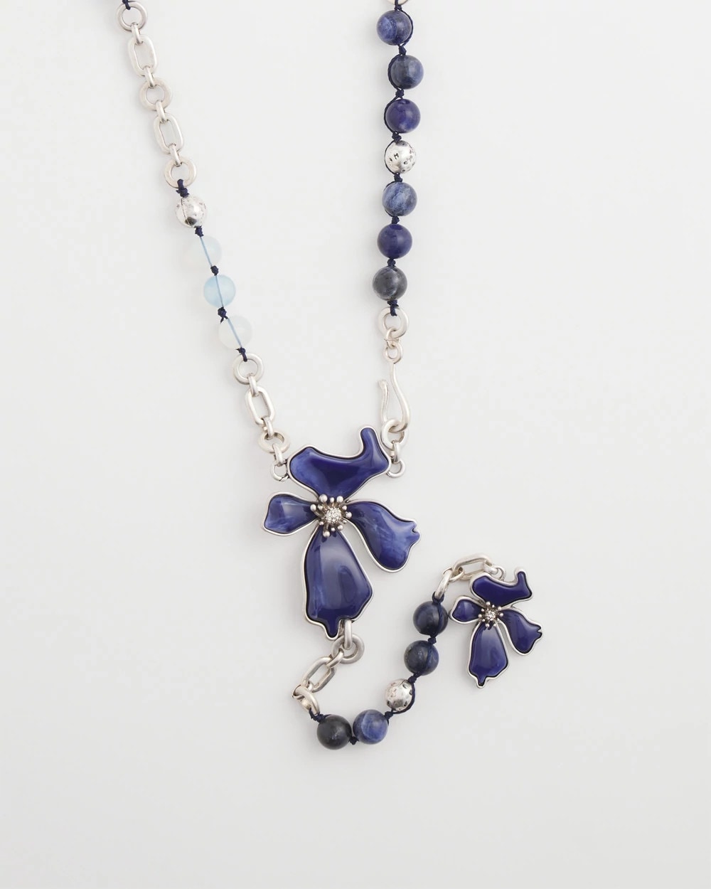 Blue Flower Long Y-Necklace