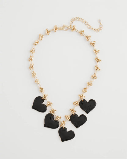 Black Heart Drop Off Necklace