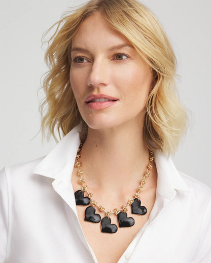 Black Heart Drop Off Necklace