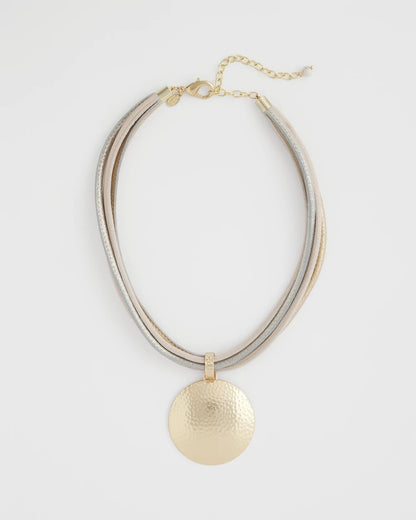 Textured Golden Pendant Necklace