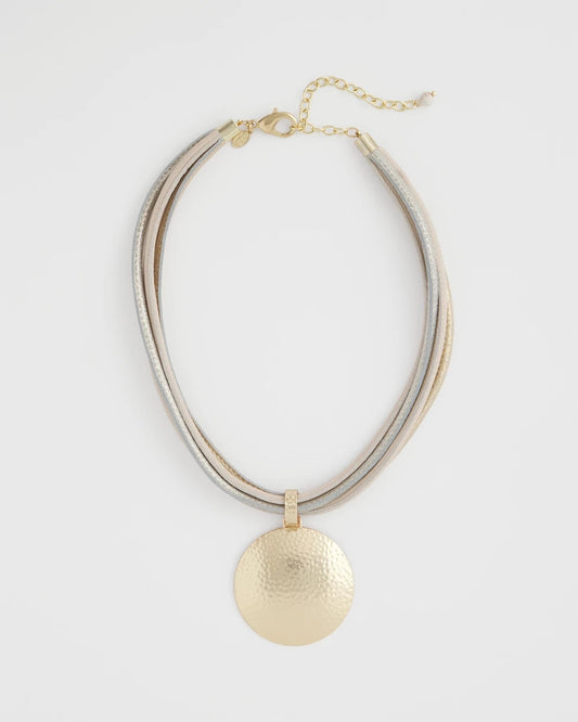 Textured Golden Pendant Necklace