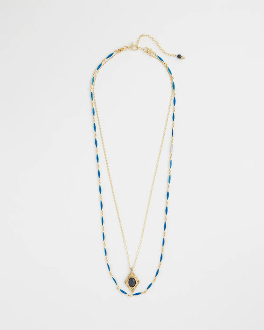 Double-Strand Sodalite Pendant Necklace