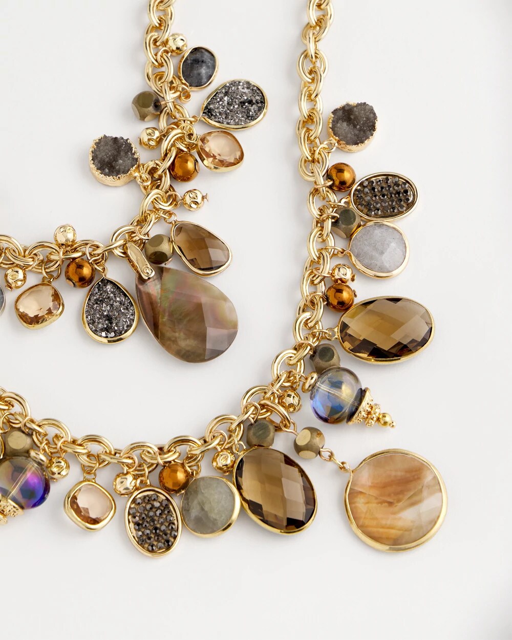 Faceted Gem Drop Off Bib Necklace