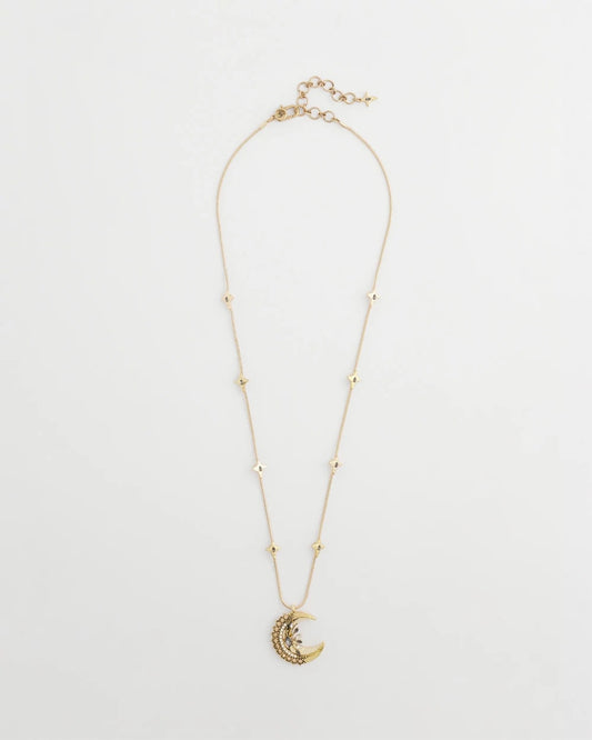 Gold Moon Pendant Necklace