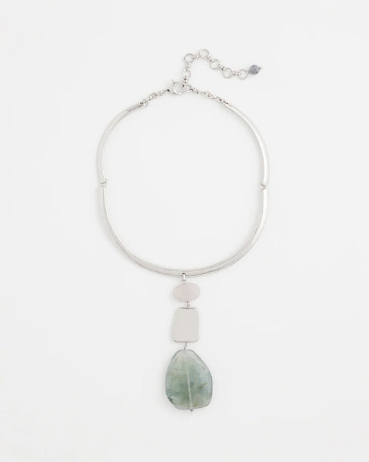 Linear Jade & Resin Pendant Collar