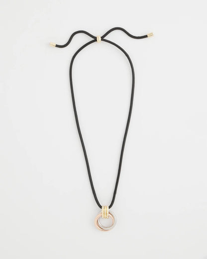 Adjustable Tri-Tone Pendant Necklace