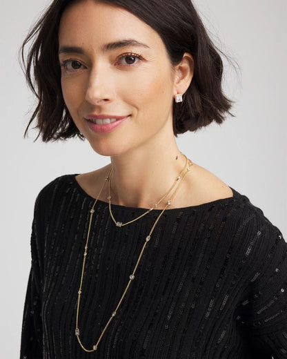Fine Crystal Long Chain Necklace