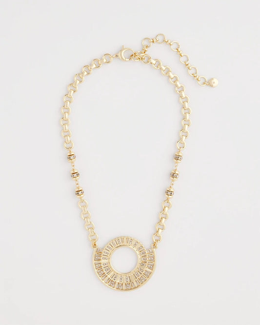 Sparkling Goldtone Circle Pendant Necklace