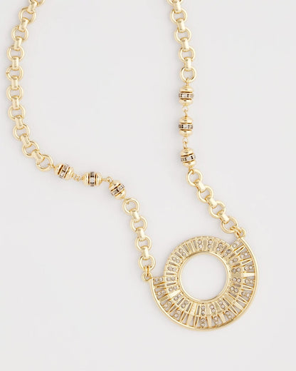 Sparkling Goldtone Circle Pendant Necklace