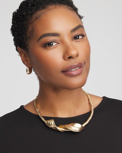 Golden Leafy Collar Necklace