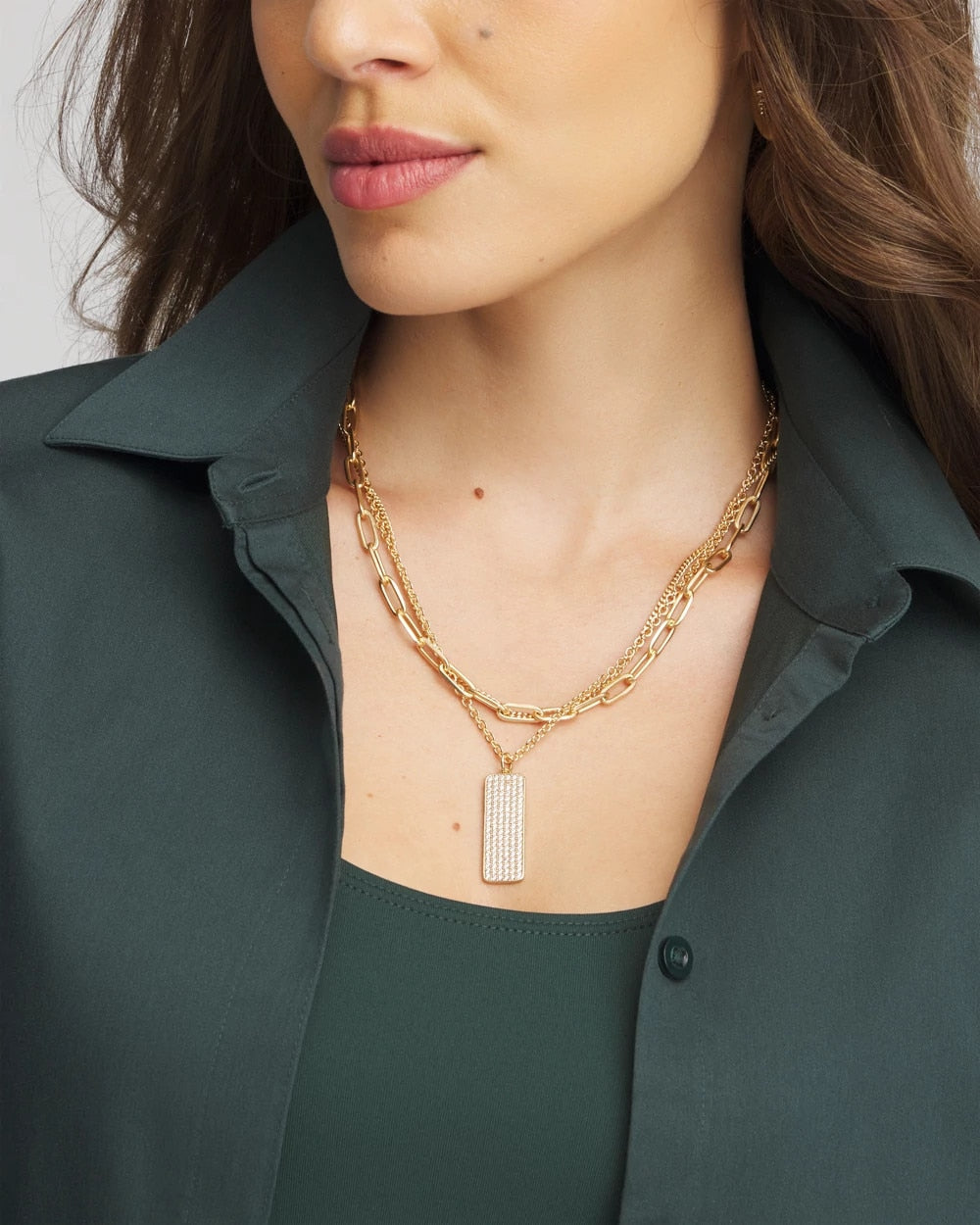 Convertible Gold Pave Pendant Necklace