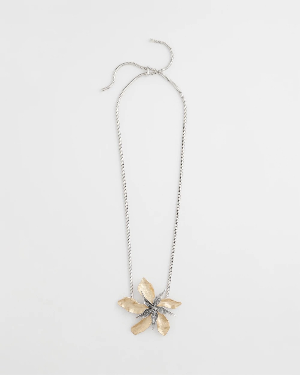 Chico's Originals Mixed Metal Flower Pendant Necklace