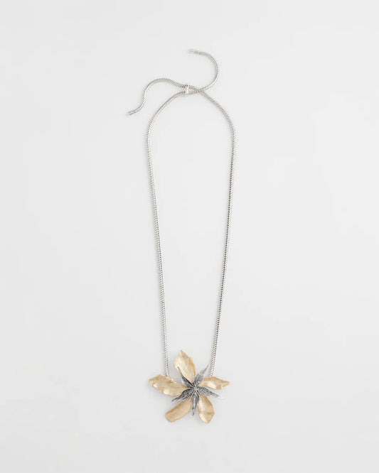 Chico's Originals Mixed Metal Flower Pendant Necklace