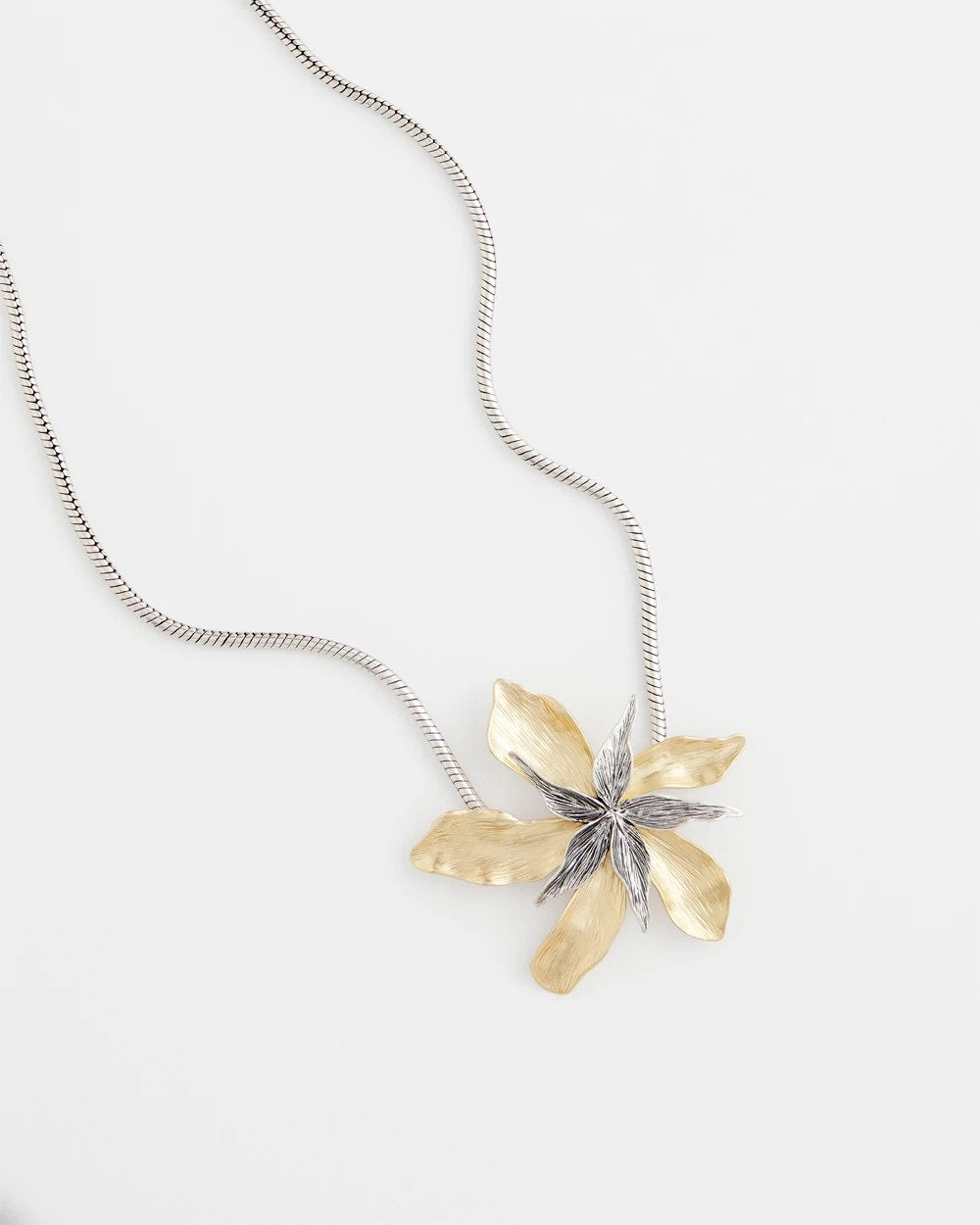 Chico's Originals Mixed Metal Flower Pendant Necklace
