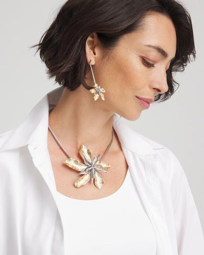 Chico's Originals Mixed Metal Flower Pendant Necklace