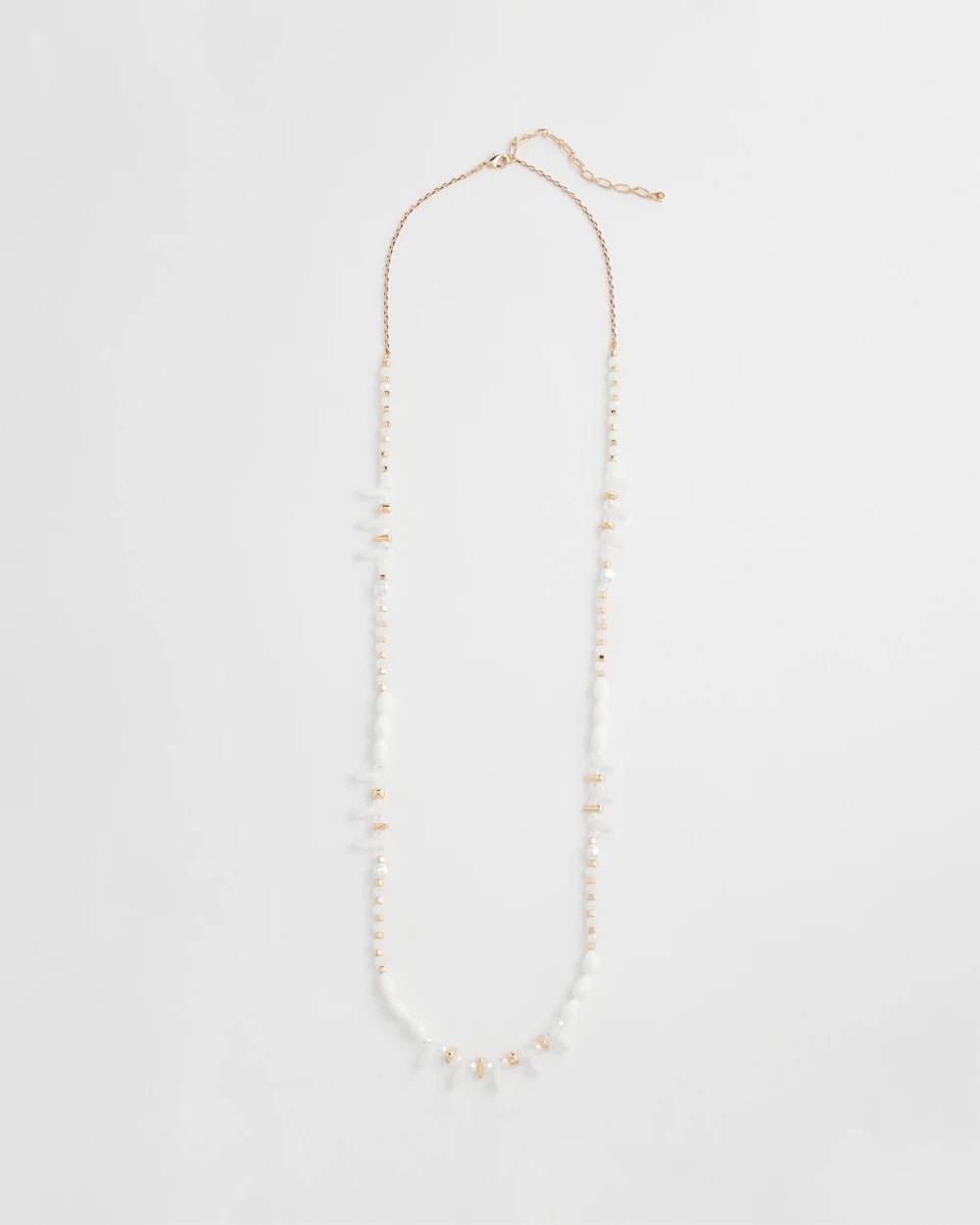 White Beaded Single Strand Necklace