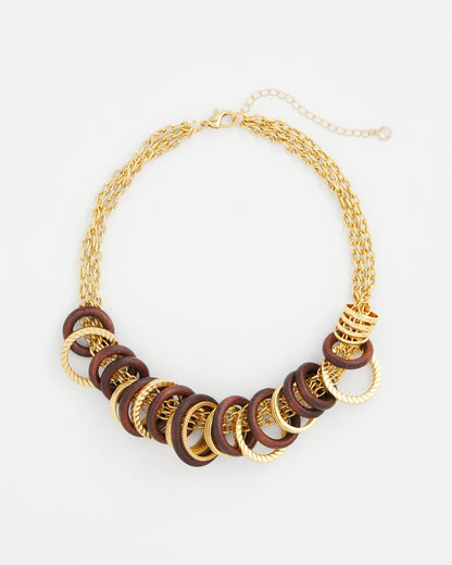 Wood & Gold Short Necklace