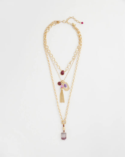 Convertible Three-Strand Stone Pendant Necklace