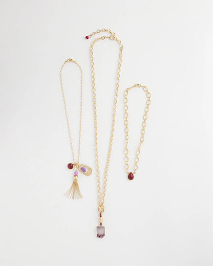 Convertible Three-Strand Stone Pendant Necklace